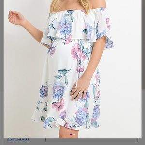 Ivory floral off the shoulder dress